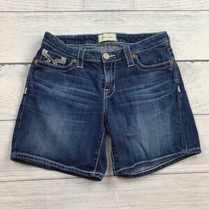 Big Star Jean Shorts sz 28 Dark Wash 7" Inseam Factory Fading